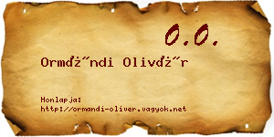 Ormándi Olivér névjegykártya